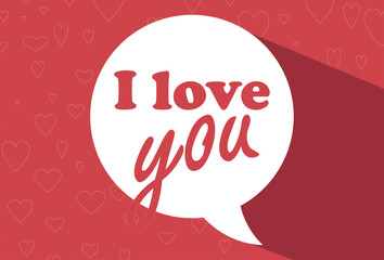 I Love You Text in Speech Bubble on Red Romantic Background