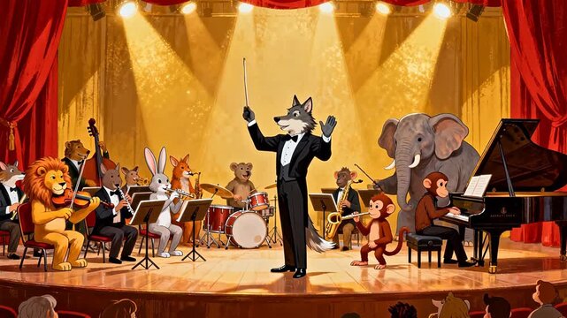 animal orchestra on stage