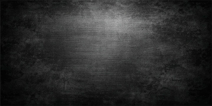 A dark grunge metal background featuring a textured black concrete wall pattern with a rough vintage paper surface and a dirty grey backdrop design for a blank grungy wallpaper