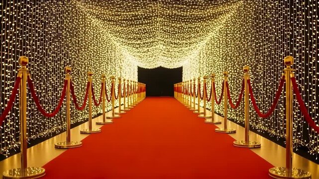 A glittering red carpet pathway for a grand entrance to a special event or celebration