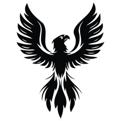 Obraz premium Generative Design Abstract Phoenix Silhouette Fire Bird Graphic Icon