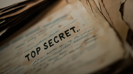 A glimpse into the realm of classified information, where secrets are veiled in mystery. "TOP SECRET" stamped boldly on aged parchment, guarded closely. Intrigue unfolds.
