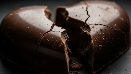 Broken Chocolate Heart Unrequited Love Concept Sadness And Grief.
