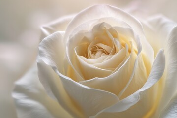 Close-up of a delicate white rose in soft, natural light