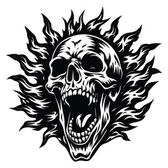 Fototapeta premium Agonizing Hollow Face Screaming Skull Graphic
