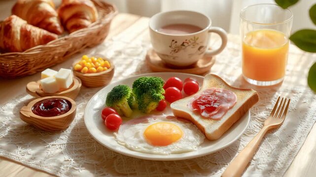 家族向けアレンジの朝食