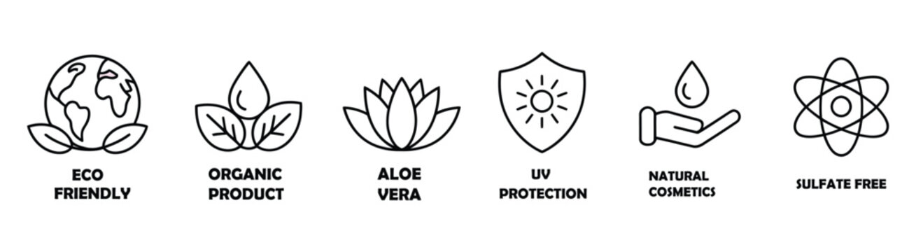Essential symbols for eco-friendly, organic, natural, and safe product features