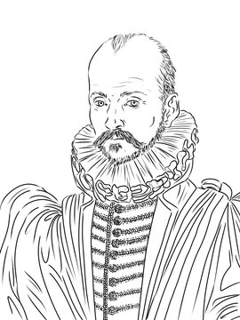 Portrait of Michel de Montaigne, famous french philosopher, 1533-1592