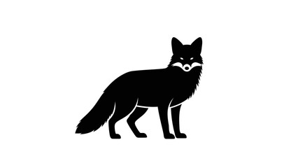 Black Fox Silhouette Standing Alone.