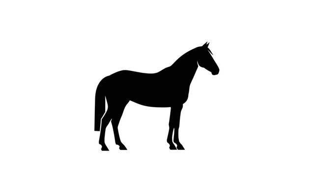 Black silhouette of a horse standing.