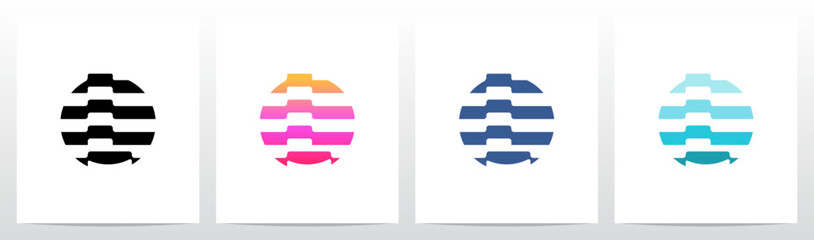 Stripes Horizontal Contour Lines Letter Initial Logo Design L