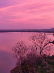 Sunrise Reflections on Calm Lake. Kerkini, Northern Greece