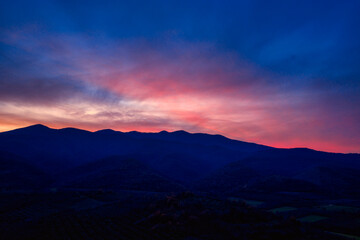 Mountain Silhouettes at Sunset Over Kerkini, Northern Greece