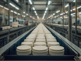 Selective focus. Containers with cream prepared for safe transport