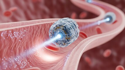 Nanorobot Navigating Through Human Blood Vessel.