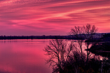 Sunrise Reflections on Calm Lake. Kerkini, Northern Greece