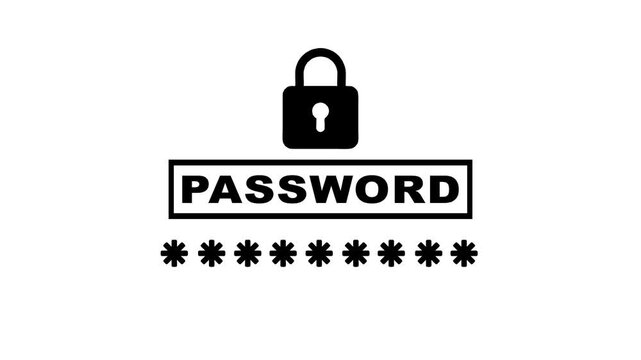 Password Lock and Stars Digital Security Concept featuring a password lock and asterisks on a purple background. Secure Password Entry Lock and Asterisks.