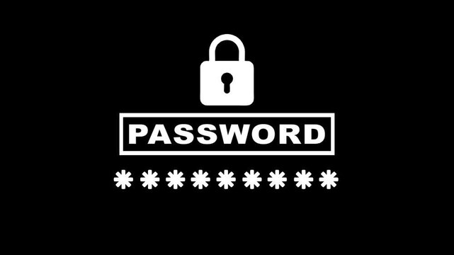 Password Lock and Stars Digital Security Concept featuring a password lock and asterisks on a purple background. Secure Password Entry Lock and Asterisks.