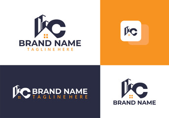 Letter C real estate logo vector - Letter C with home design.