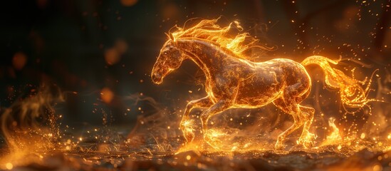 Galloping flaming horse