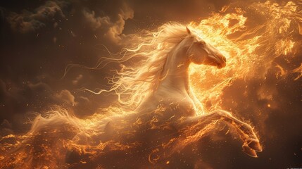 Galloping flaming horse