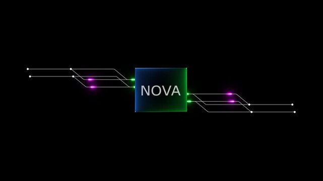 Digital Nova Burst &mdash; Neon Data Lights Expanding From Central Network Node in Futuristic Cyber Space.