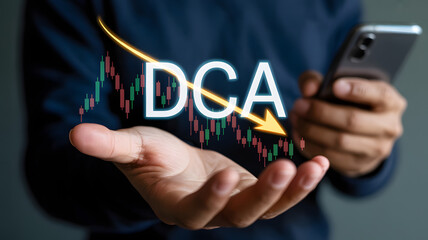 Dollar Cost Averaging DCA Investment Strategy Shown on Mobile Phone with Downward Stock Market Chart.png