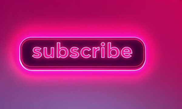 Neon Subscribe Button on Pink Background.