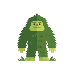 Flat Design Bigfoot Character Illustration on White Background