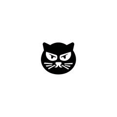 Obraz premium Black cat head illustration with angry expression isolated on white