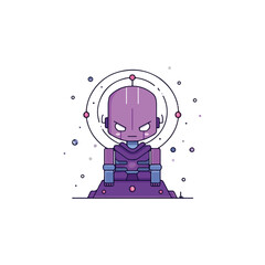 Fototapeta premium Geometric Robot Character with Glowing Rings and Angry Expression