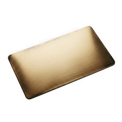 Brushed gold metal plate isolated on transparent background with rounded corners