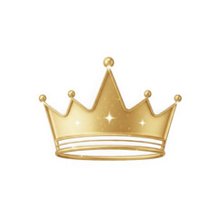Golden crown with sparkles isolated on transparent background