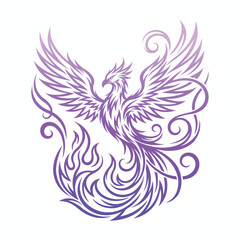 phoenix bird vector abstract flame illustration, phoenix vector artistic fire bird illustration in abstract line art style © Narayan