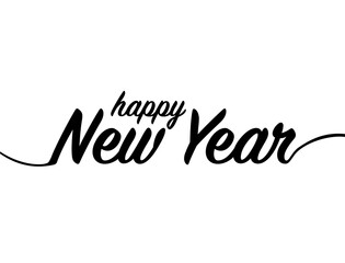 Lettering Vector Illustration Of Happy New Year Text On white Background With lines 