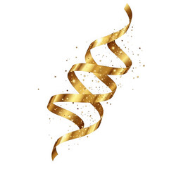 Golden ribbon with sparkles isolated on transparent background for celebration