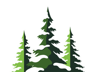 Obraz premium Stylized evergreen trees with snow cover against a white background