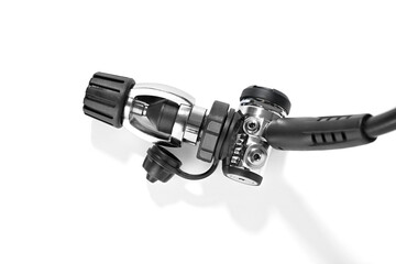 Yoke adapter for DIN regulators isolated on white background   