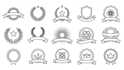 Collection of Vintage Award Ribbons and Seals Design Elements