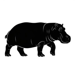 Fototapeta premium Black silhouette of a hippopotamus standing