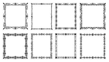 Set of decorative square frames on white.