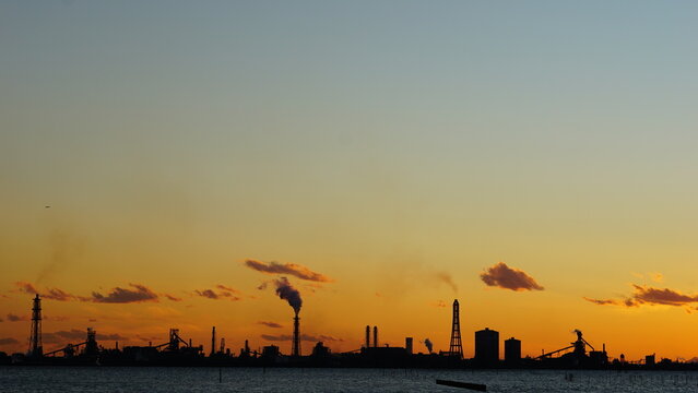 sunset over steelwork - Powered by Adobe