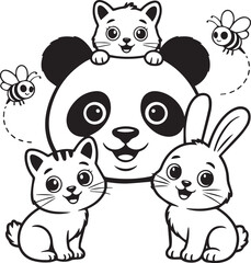 Fototapeta premium Cute Panda Family Cartoon Vector Illustration