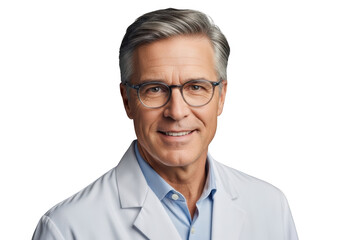 Fototapeta premium Portrait of a smiling doctor isolated on transparent background