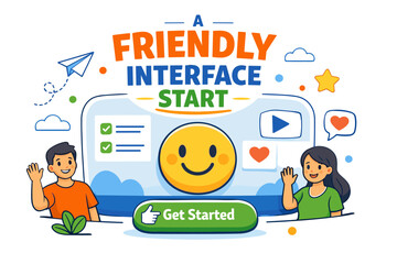 Friendly interface start: engaging illustration of user-friendly design concept