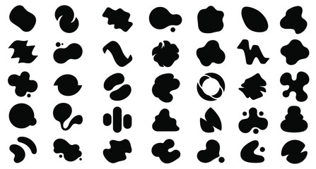Fototapeta premium Abstract ink splatter shapes isolated on a clean white background