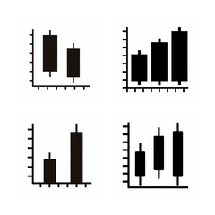 Obraz premium Financial candlestick chart icon set illustrating market trends and data analysis for digital use