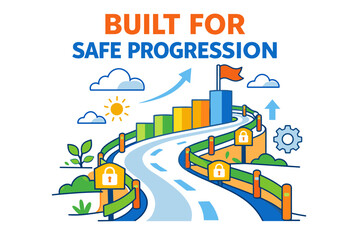 Fototapeta premium Built for safe progression: secure pathway with growth and success concept