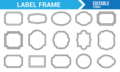 Blank label frame icons set for branding and packaging
