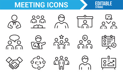 Corporate collaboration and discussion outline icons for presentations